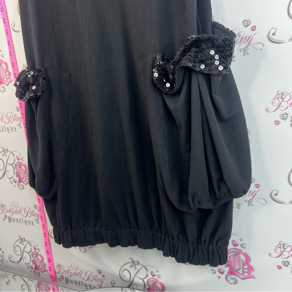 Red coral dress pockets sparkly Black Embellished Sleeveless Dress Zip Placket - Picture 4 of 13